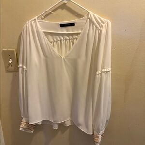 Zara Cream Blouse with Gold Accents